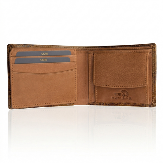 MENS CROCO TAN LEATHER WALLET