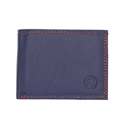 Zelora Paris Men’s Genuine Leather Small Minimalist Wallet – Blue