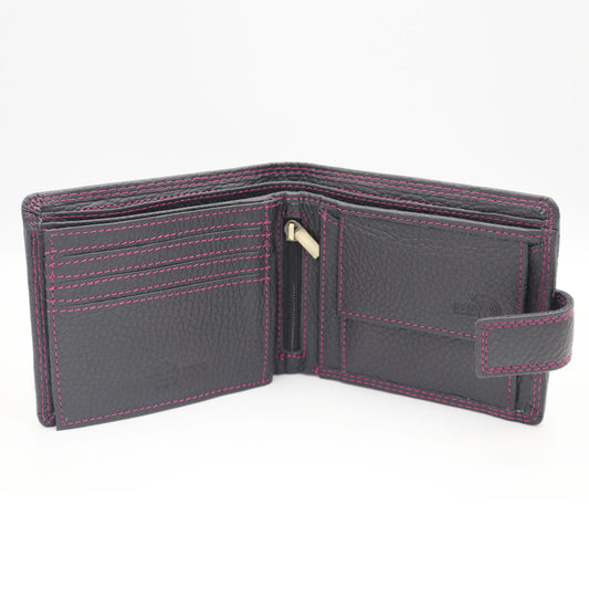 Zelora Paris Men’s Genuine Leather Extra Large Bi-Fold Wallet – Navy Blue