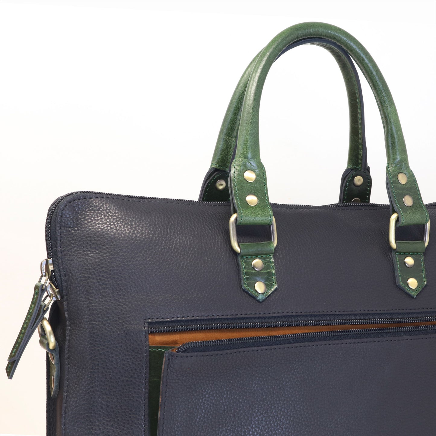 Luxury Full Grain Leather Laptop Bag-Black