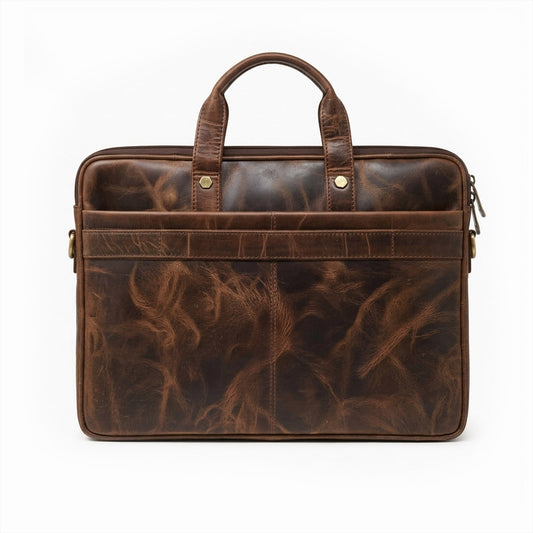 Premium Genuine Leather Laptop Bag-TAN