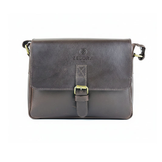 Zelora Paris Unisex Cross-Body Bag - Coffie Brown