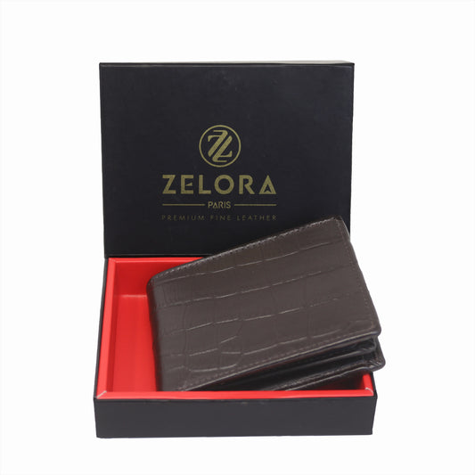 MENS CROCO BROWN LEATHER WALLET (KGN)