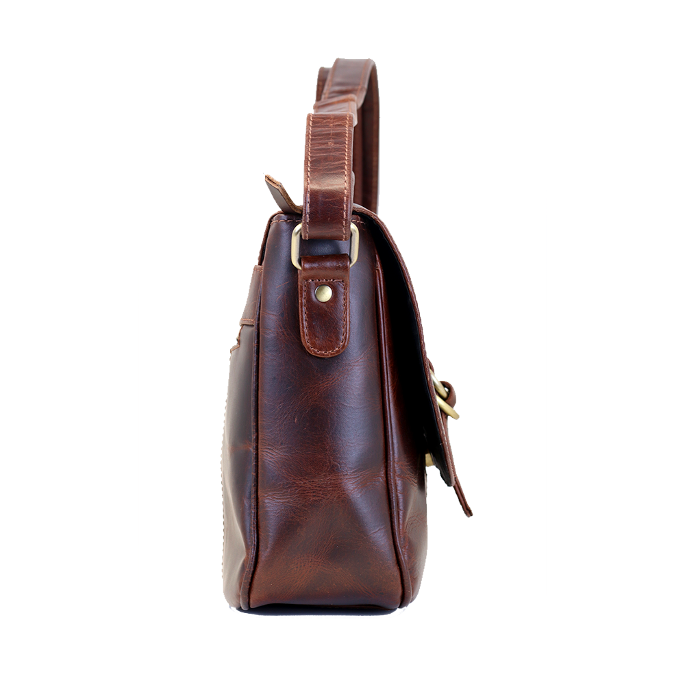 Genuine Leather Unisex Sling Bag – Burgundy
