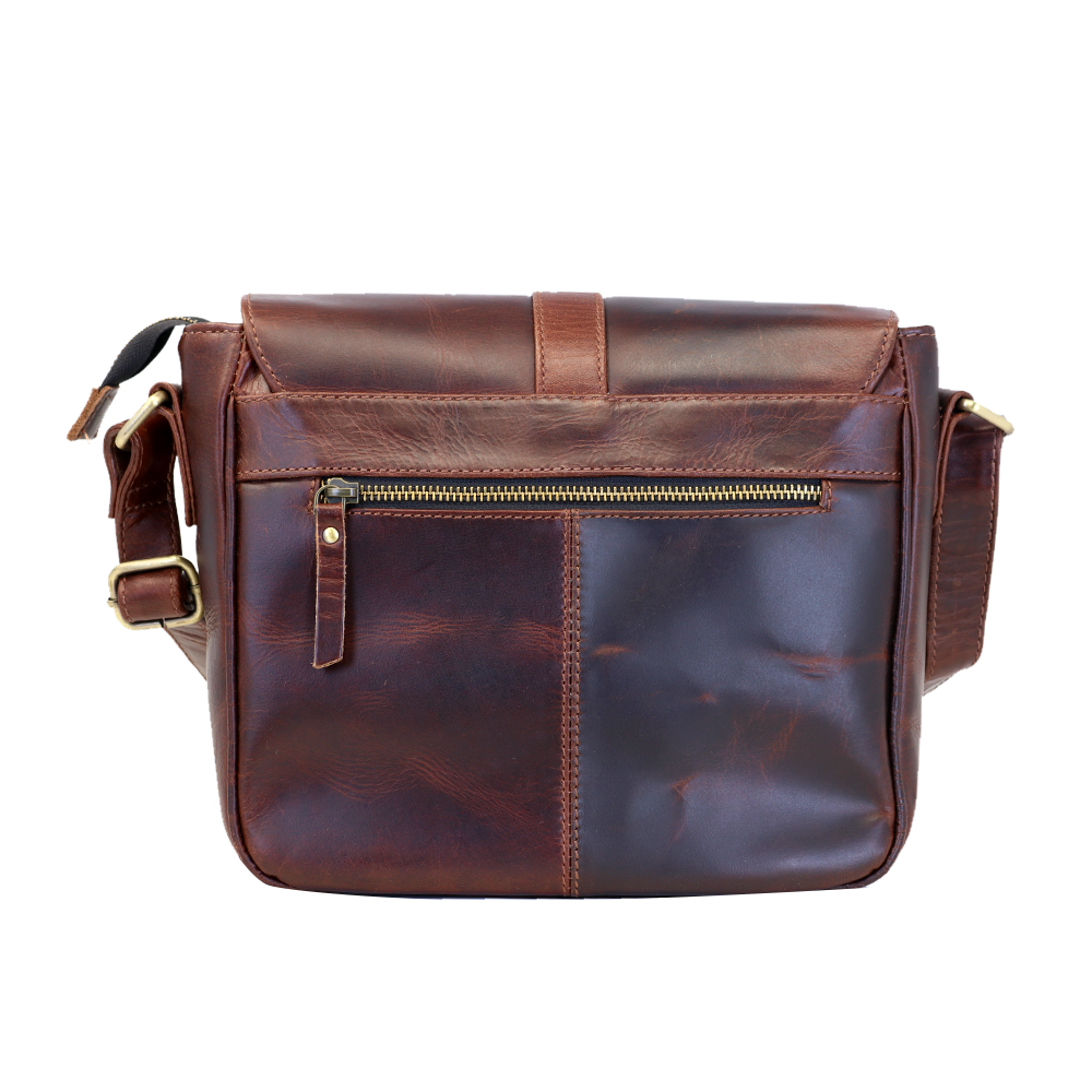 Genuine Leather Unisex Sling Bag – Burgundy