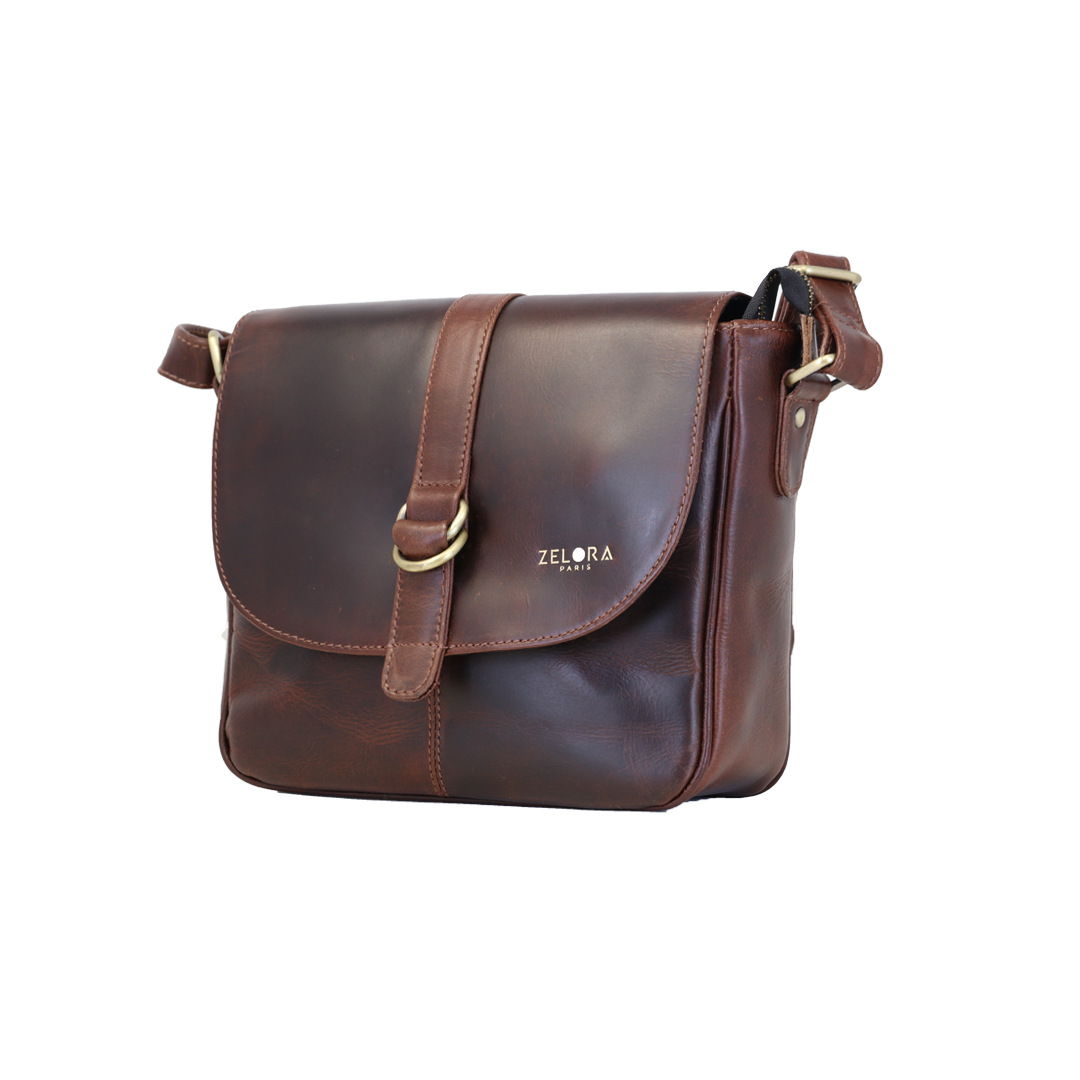 Genuine Leather Unisex Sling Bag – Burgundy