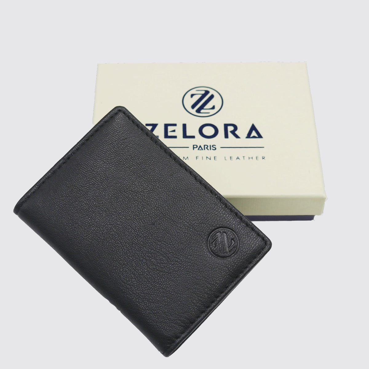 Zelora Paris Genuine Leather RFID Card Holder - Slim & Secure (6 Card Slots)