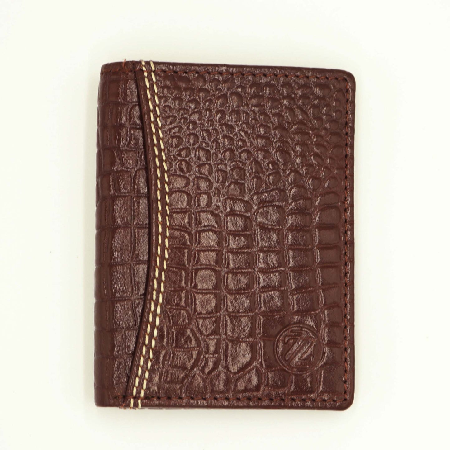 Zelora Paris Crocodile-Textured Leather Card Case – Unisex, Slim & Stylish