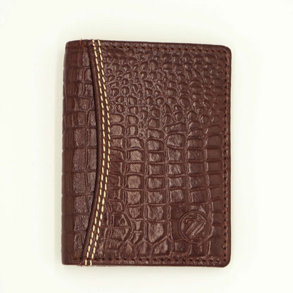 Zelora Paris Crocodile-Textured Leather Card Case – Unisex, Slim & Stylish