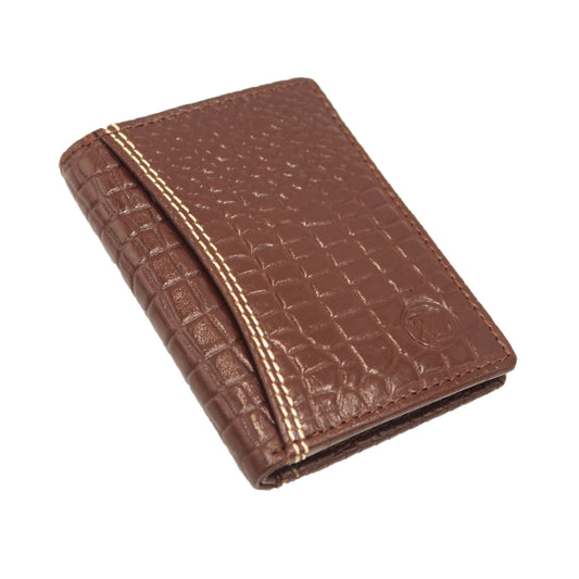 Zelora Paris Crocodile-Textured Leather Card Case – Unisex, Slim & Stylish