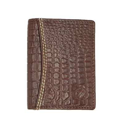 Zelora Paris Crocodile-Textured Leather Card Case – Unisex, Slim & Stylish