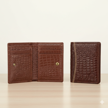 Zelora Paris Crocodile-Textured Leather Card Case – Unisex, Slim & Stylish