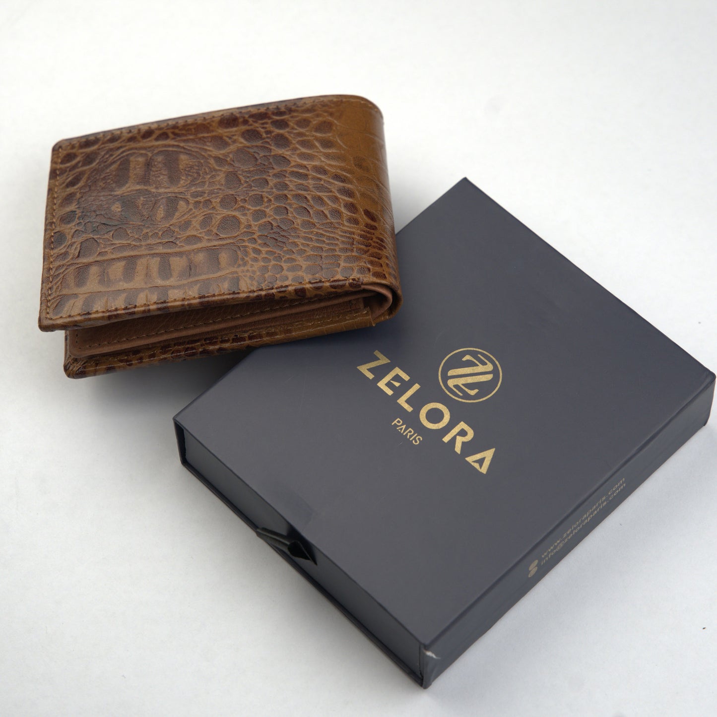 MENS CROCO TAN LEATHER WALLET