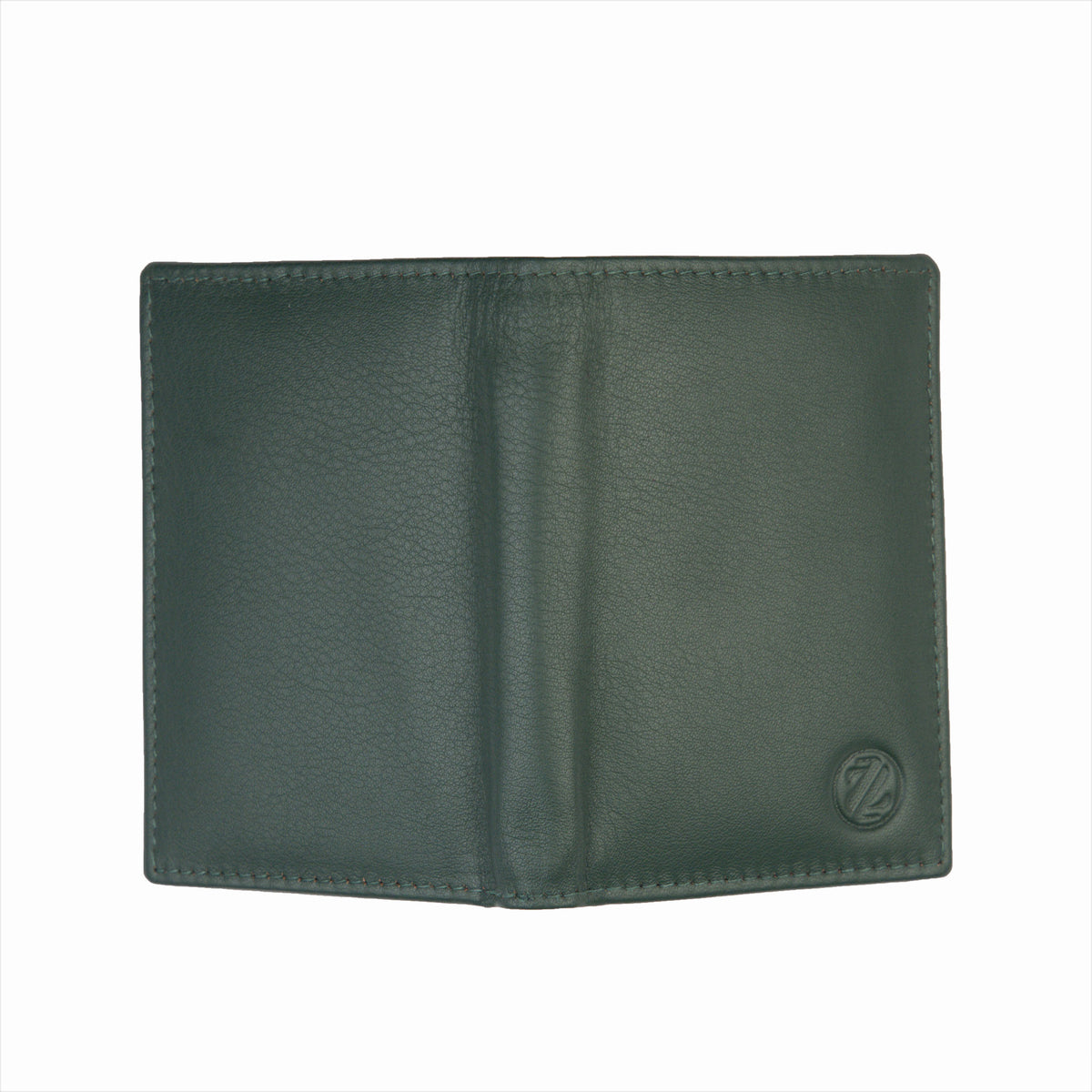 Mens Bifold Book Type Leather Wallet – Olive Green