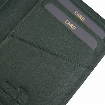 KGN MENS BIFOLD BOOK TYPE LEATHER WALLET – OLIVE GREEN