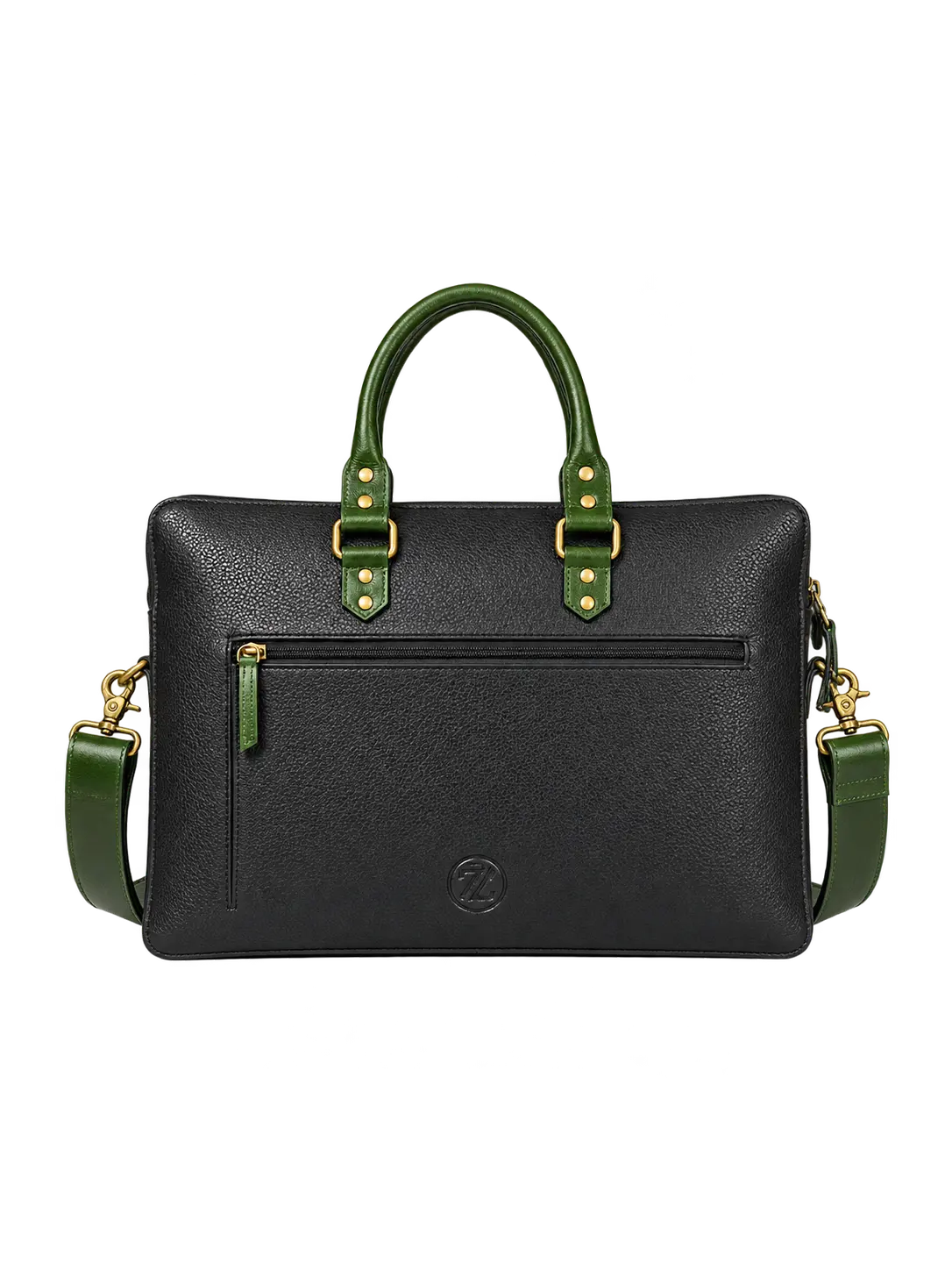 Luxury Full Grain Leather Laptop Bag-Black