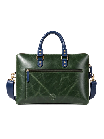 Luxury Full Grain Leather Laptop Bag-Green