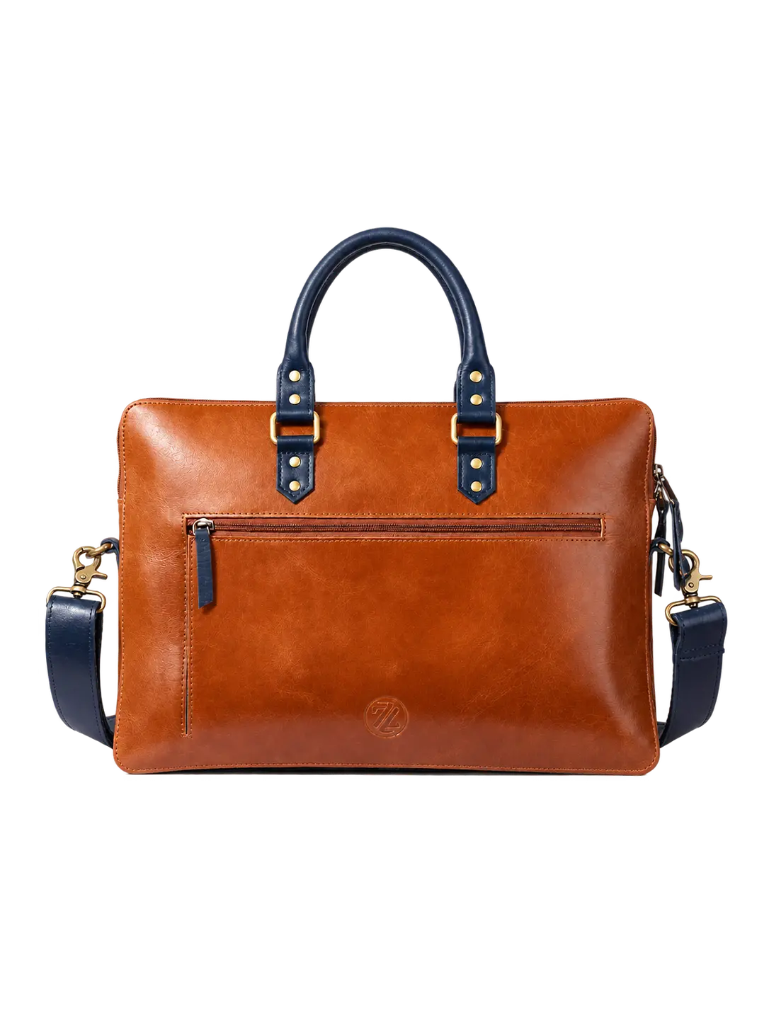 Luxury Full Grain Leather Laptop Bag - Tan