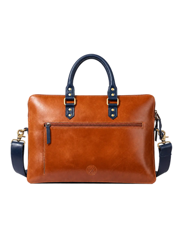 Luxury Full Grain Leather Laptop Bag - Tan