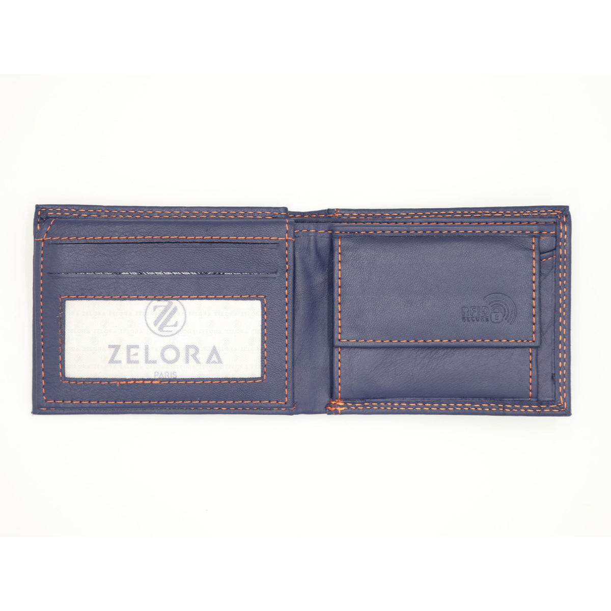 Zelora Paris Men’s Genuine Leather Small Minimalist Wallet - Blue