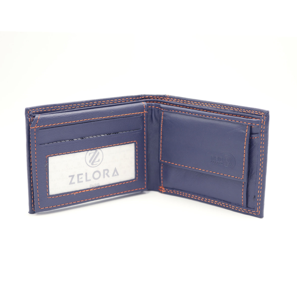 Zelora Paris Men’s Genuine Leather Small Minimalist Wallet - Blue