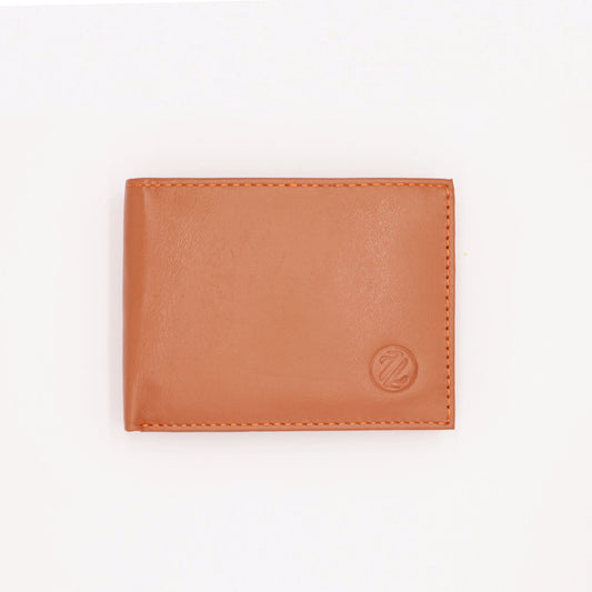 Zelora Paris Men’s Genuine Leather Small Minimalist Wallet – Tan