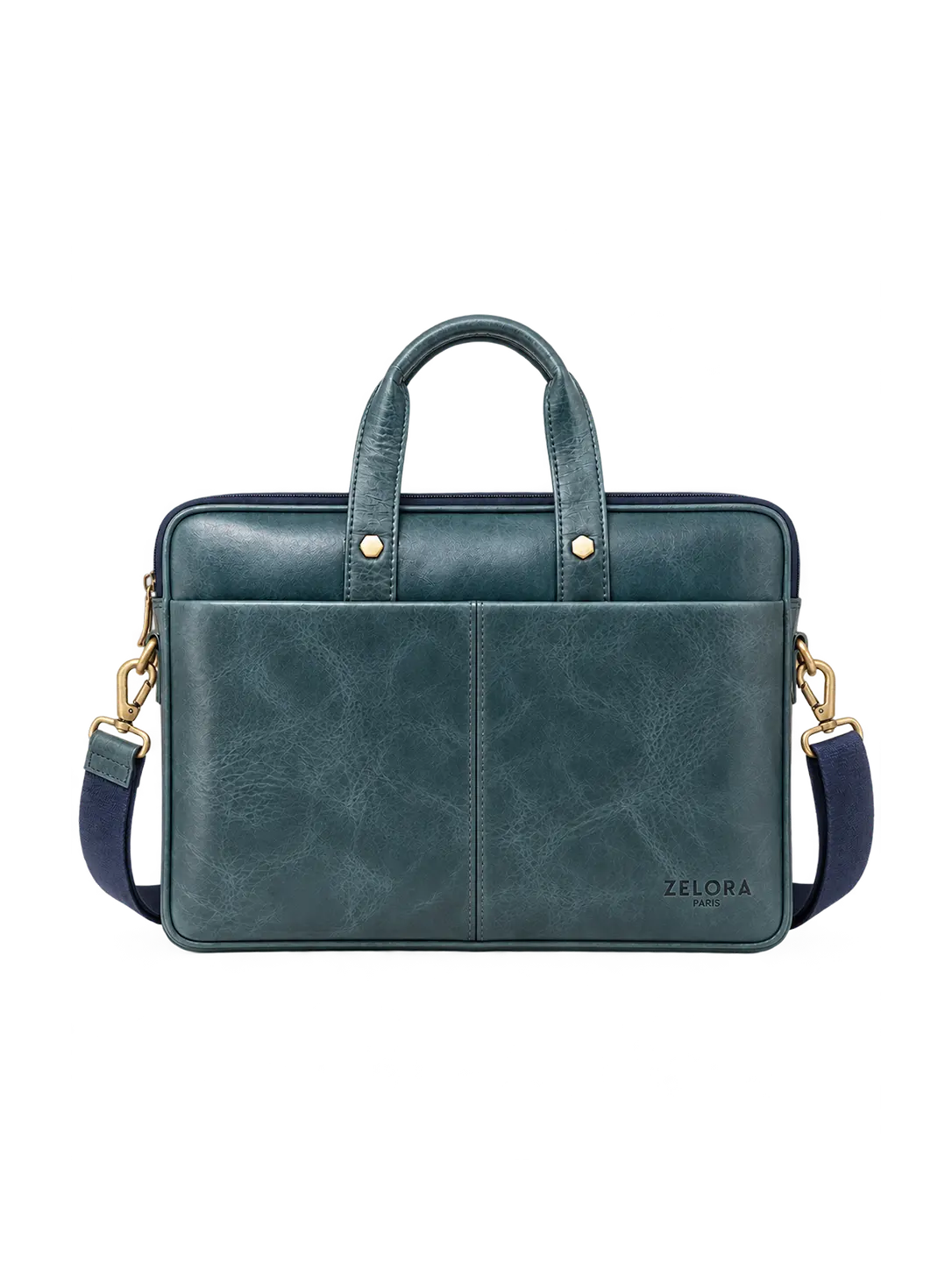 Premium Genuine Leather Laptop Bag-Blue