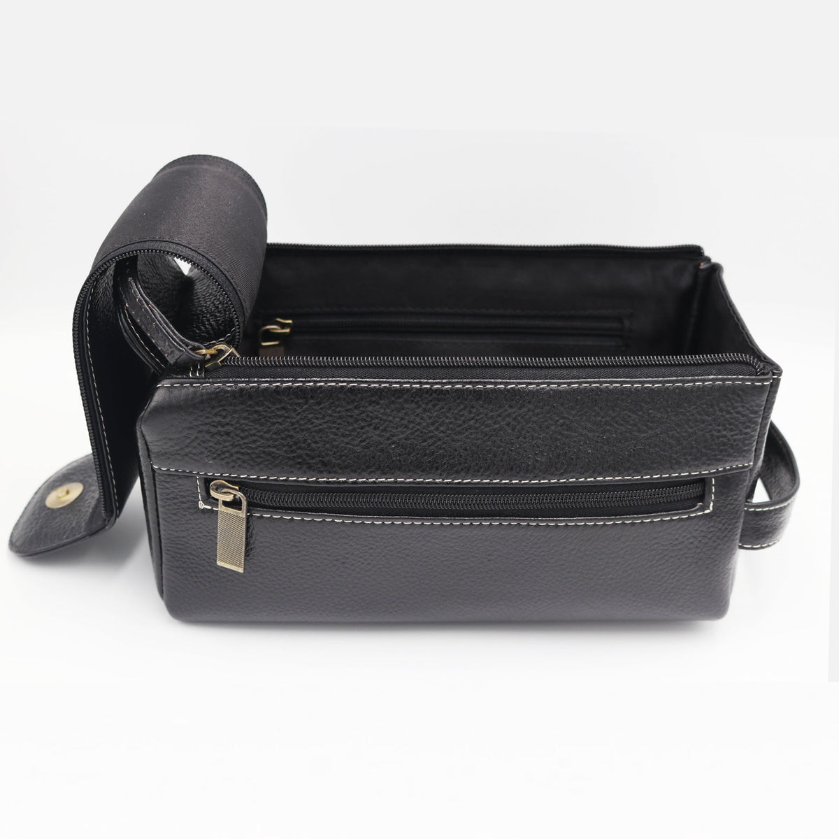 Genuine Leather mens Toiletry Bag-Black
