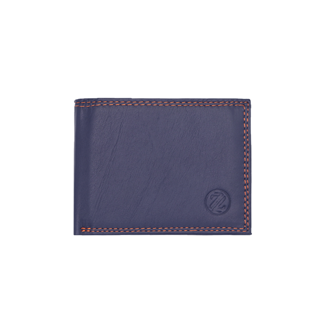 Zelora Paris Men’s Genuine Leather Small Minimalist Wallet - Blue