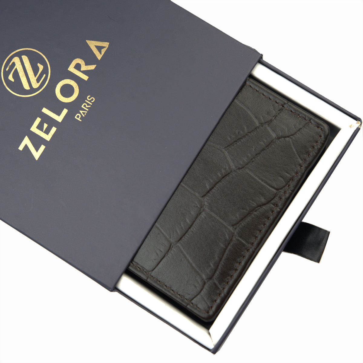 Mens Croco Brown Leather Wallet