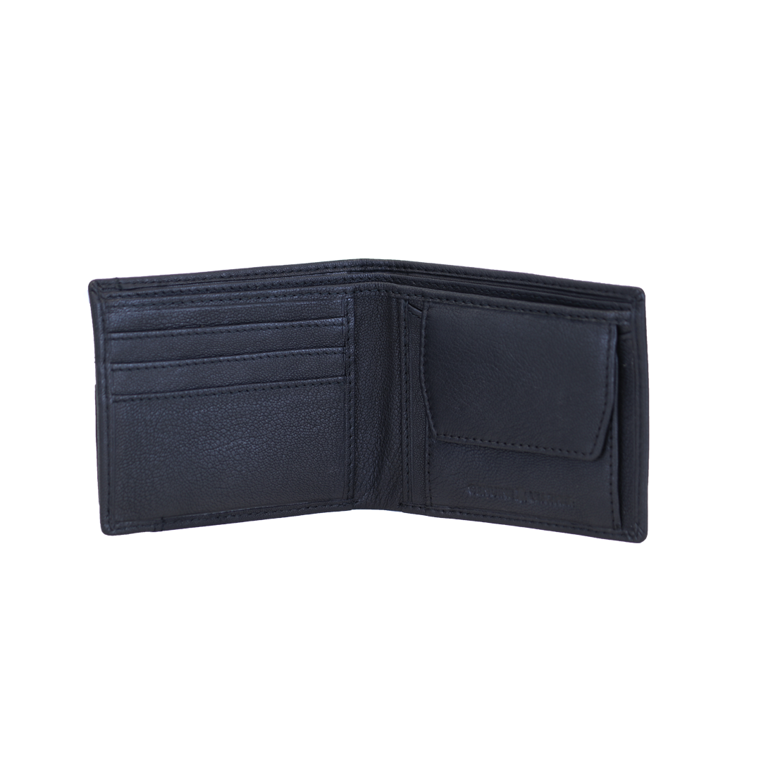 Men's Genuine Leather Wallet & Belt Gift Set- Black