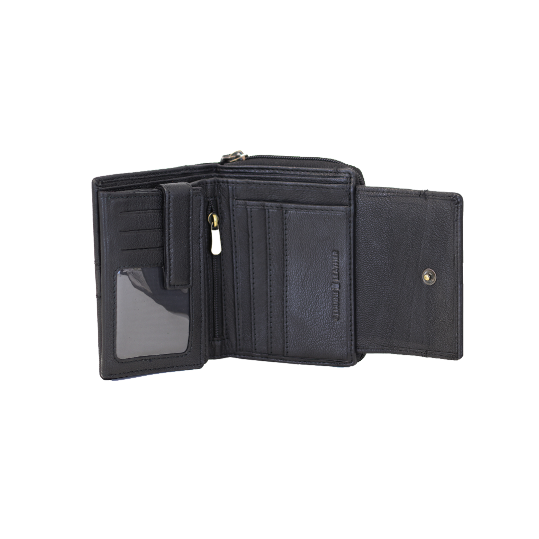 Men & Women Genuine Leather Wallets Gift Set-Black