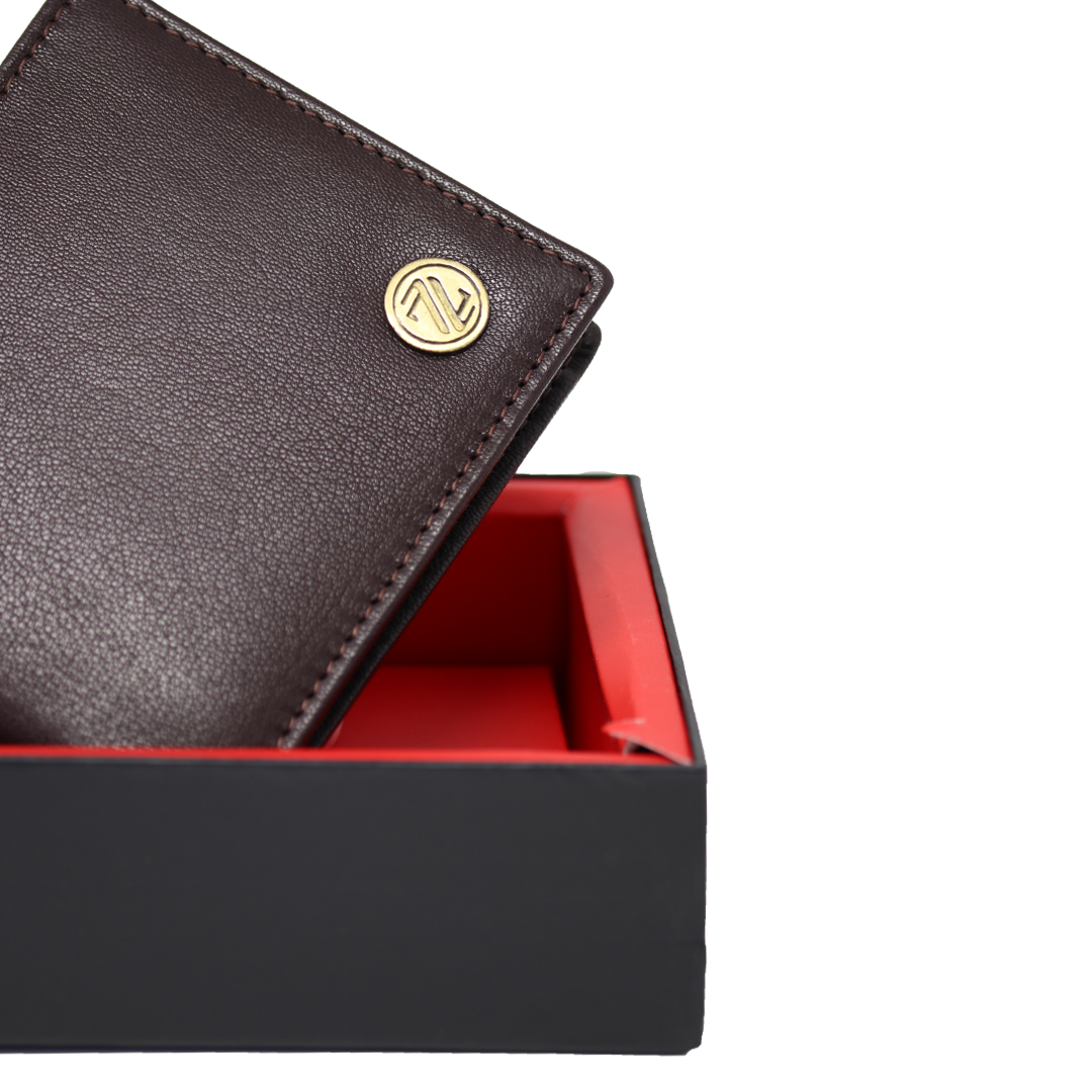 Men & Women Genuine Leather Wallets Gift Set-Brown