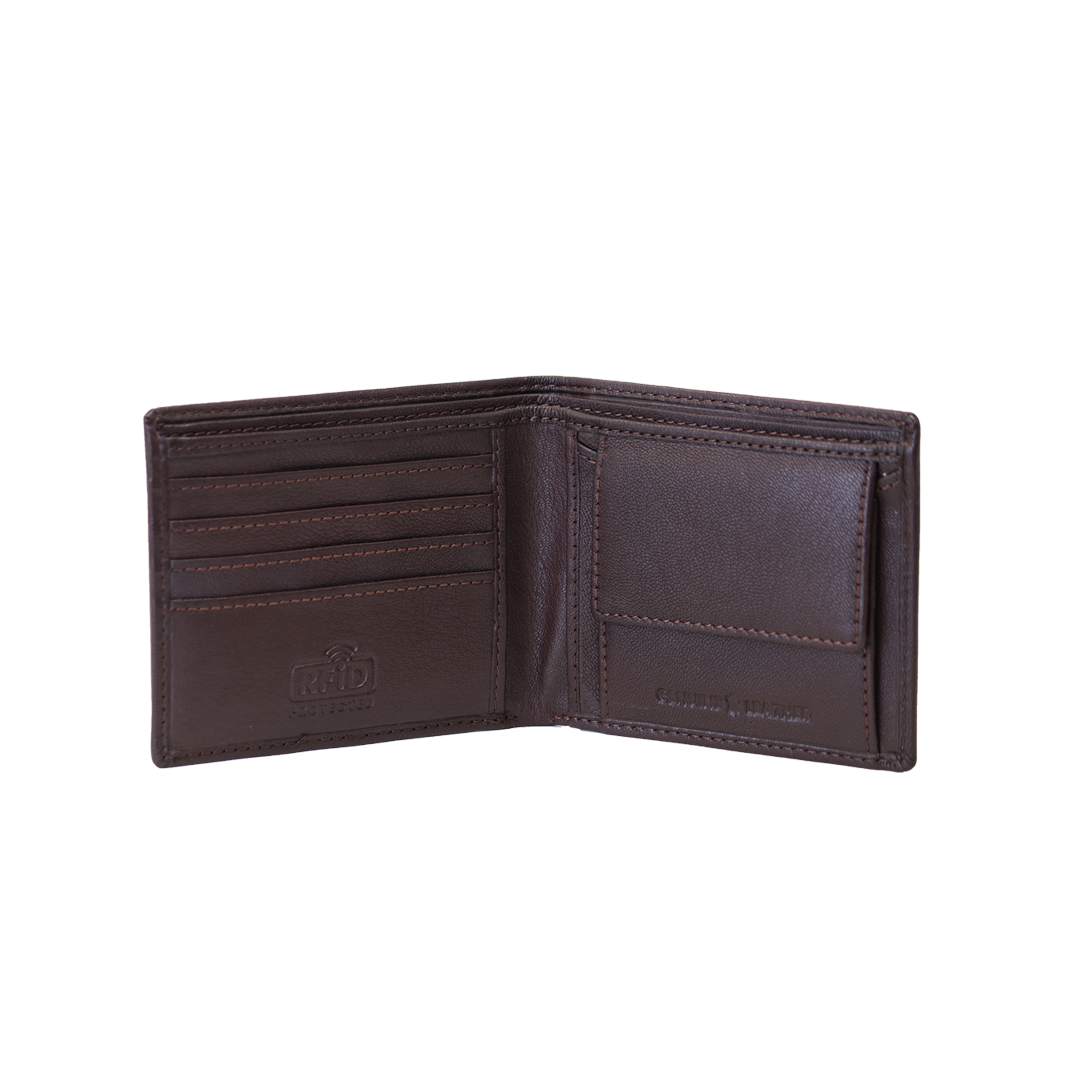 Men & Women Genuine Leather Wallets Gift Set-Brown