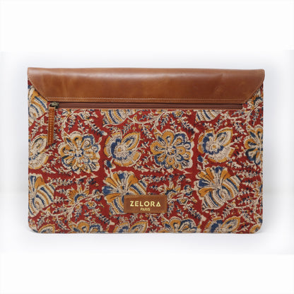 Zelora Paris Laptop Sleeve-Red Floral Kalamkari Edition