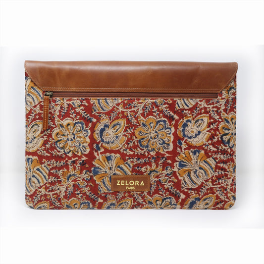 Zelora Paris Laptop Sleeve-Red Floral Kalamkari Edition