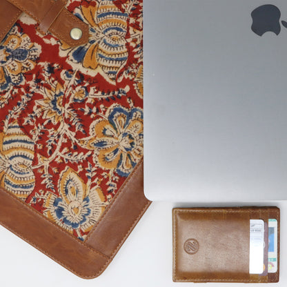 Zelora Paris Laptop Sleeve-Red Floral Kalamkari Edition