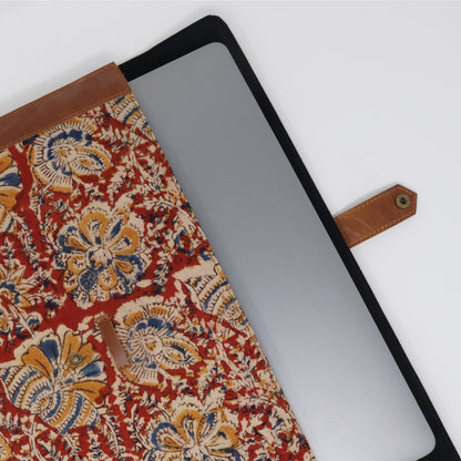 Zelora Paris Laptop Sleeve-Red Floral Kalamkari Edition