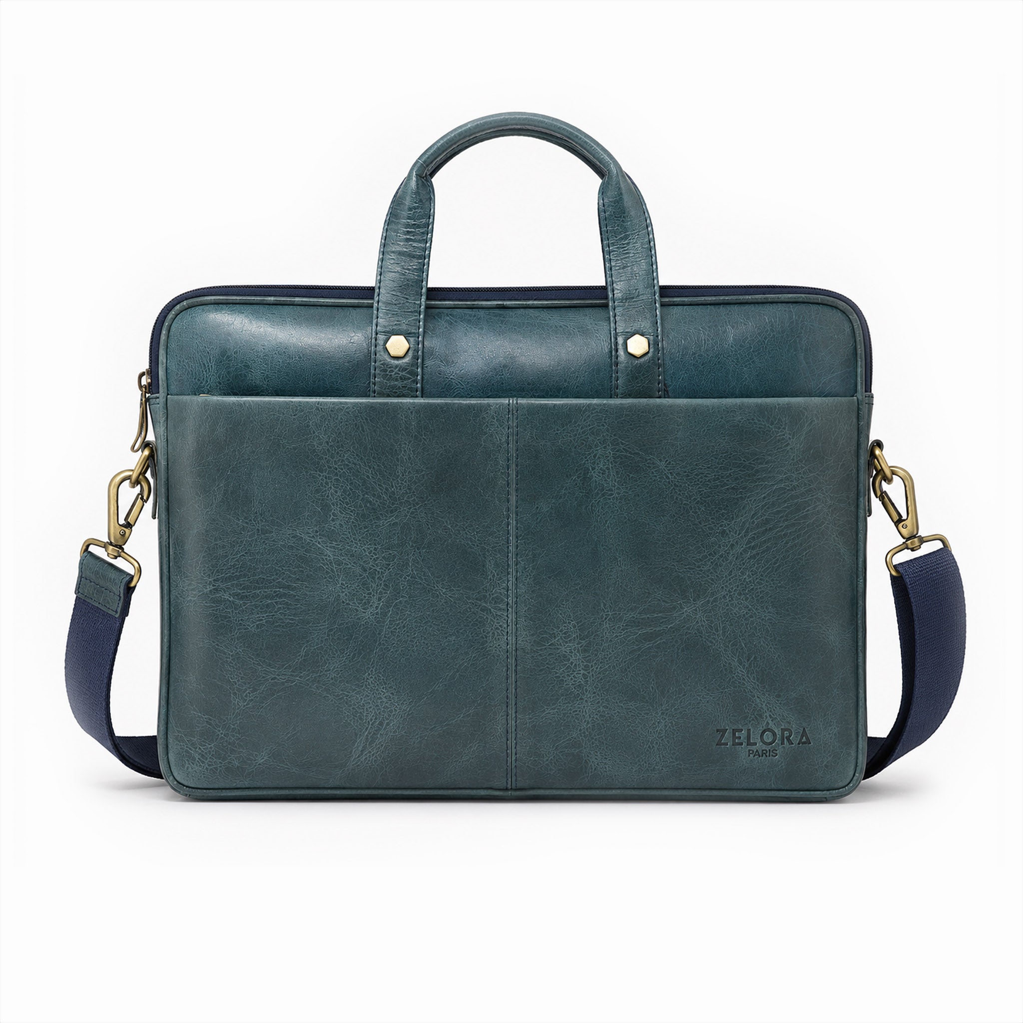 Premium Genuine Leather Laptop Bag-Blue – Zelora Paris