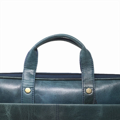 Premium Genuine Leather Laptop Bag-Blue