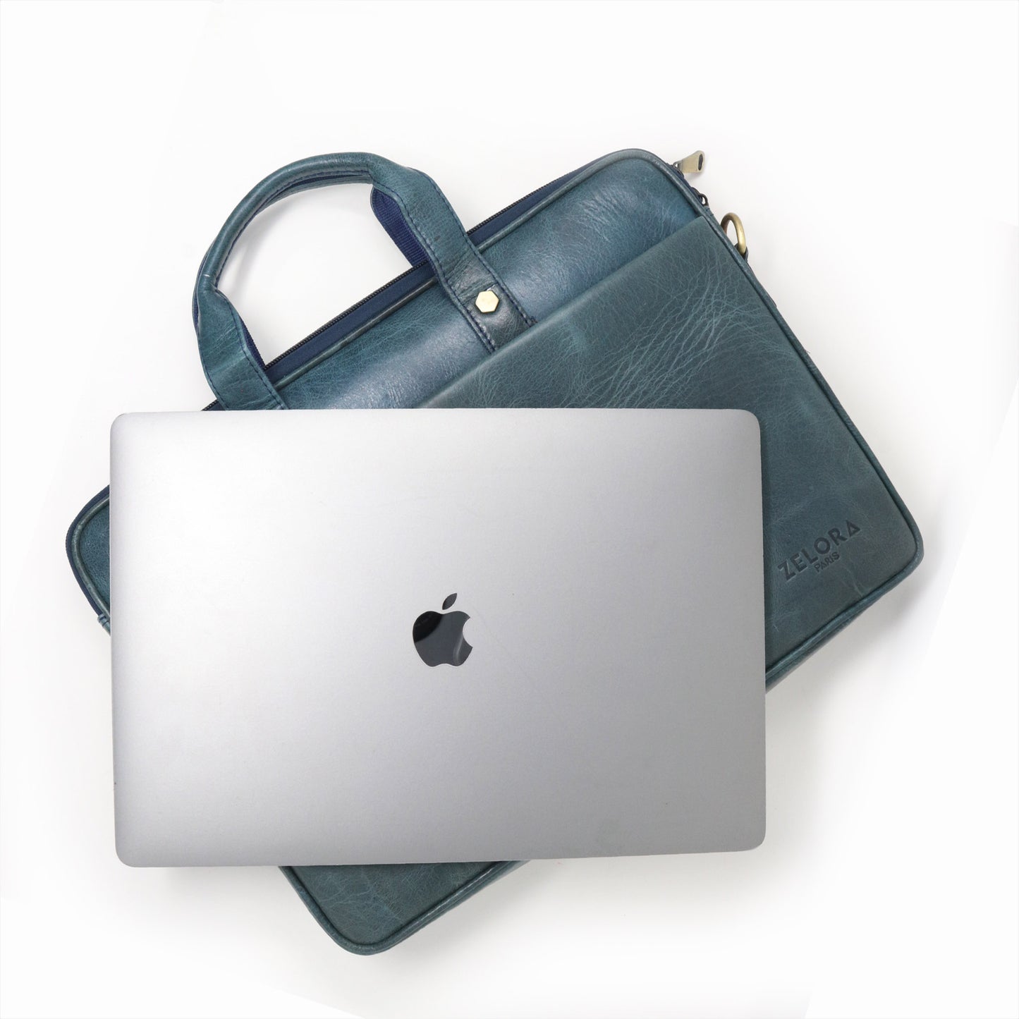 Premium Genuine Leather Laptop Bag-Blue