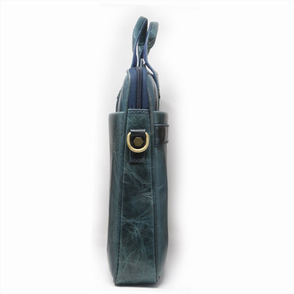 Premium Genuine Leather Laptop Bag-Blue