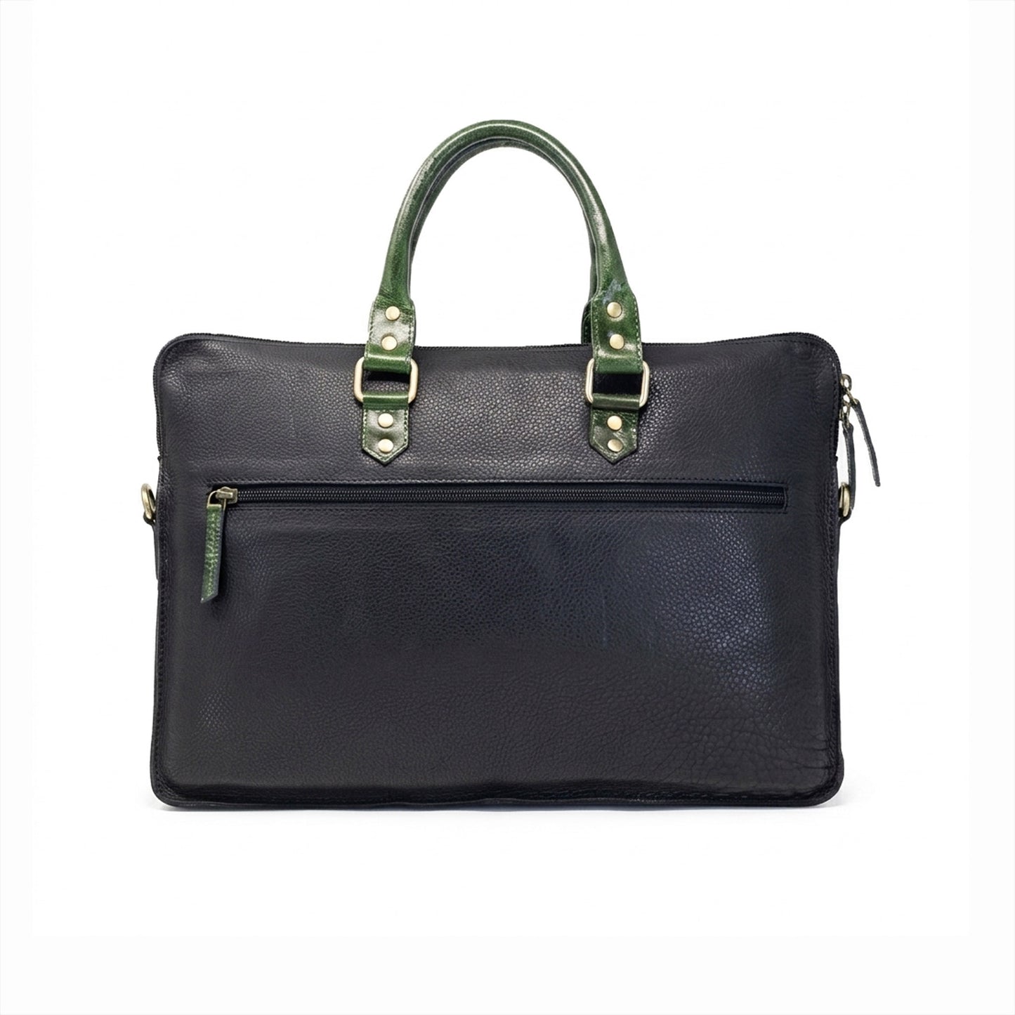 Luxury Full Grain Leather Laptop Bag-Black