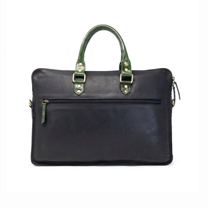 Luxury Full Grain Leather Laptop Bag-Black