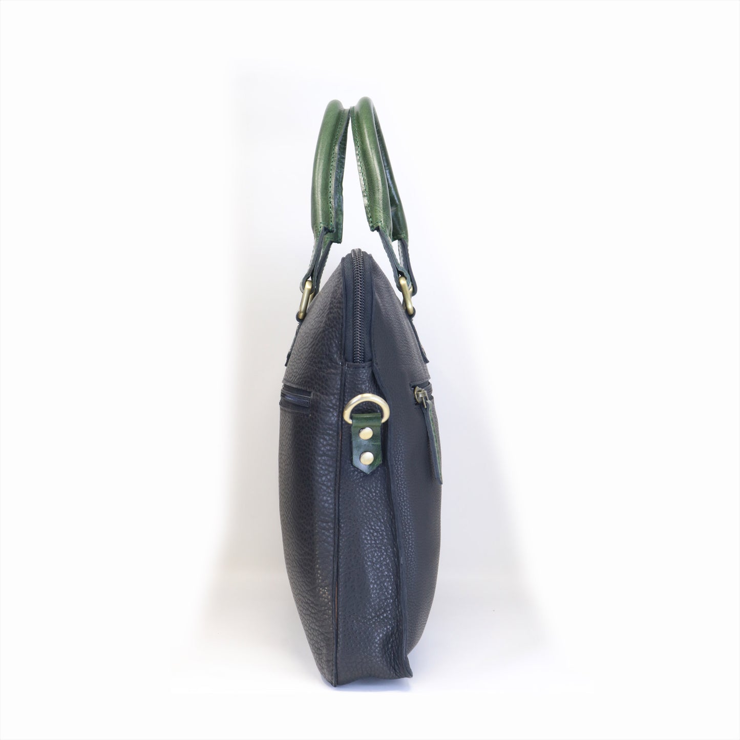 Luxury Full Grain Leather Laptop Bag-Black