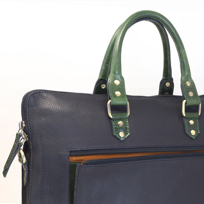Luxury Full Grain Leather Laptop Bag-Black