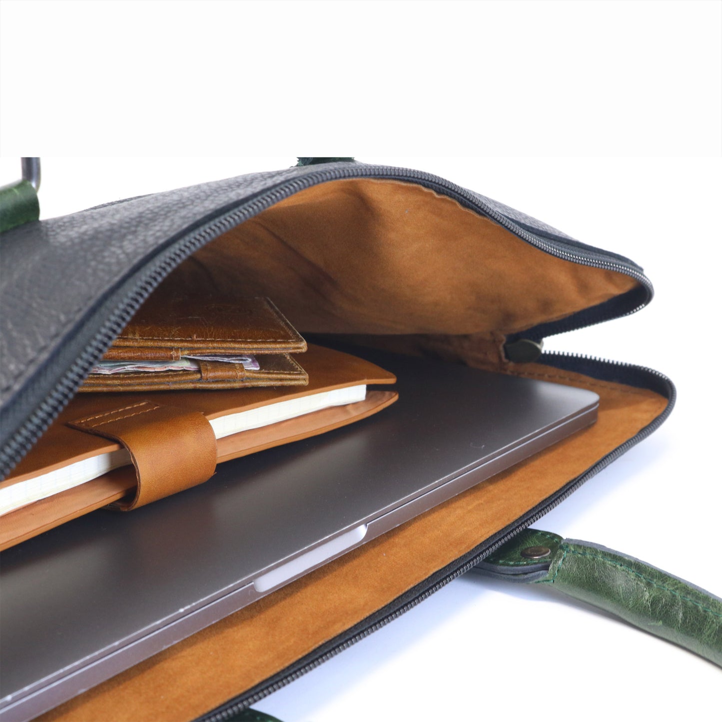 Luxury Full Grain Leather Laptop Bag-Black
