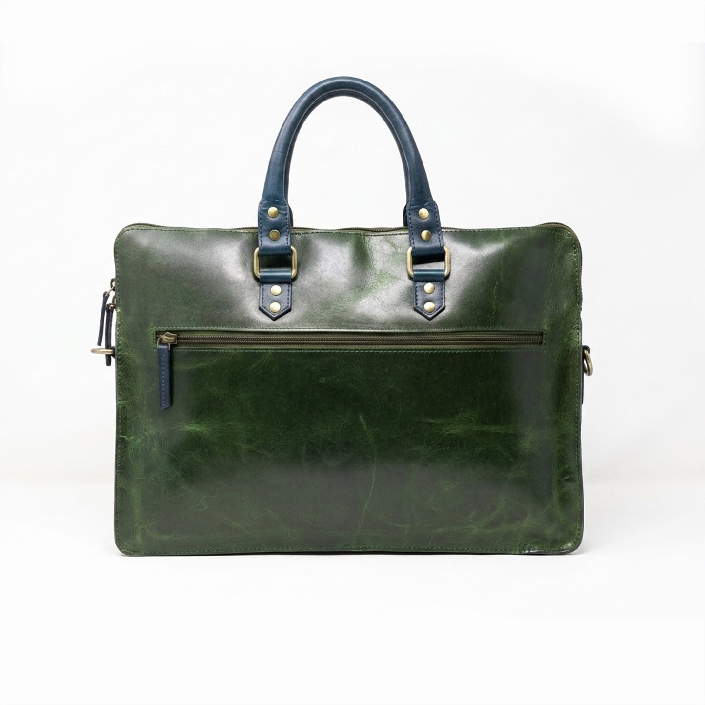 Luxury Full Grain Leather Laptop Bag-Green