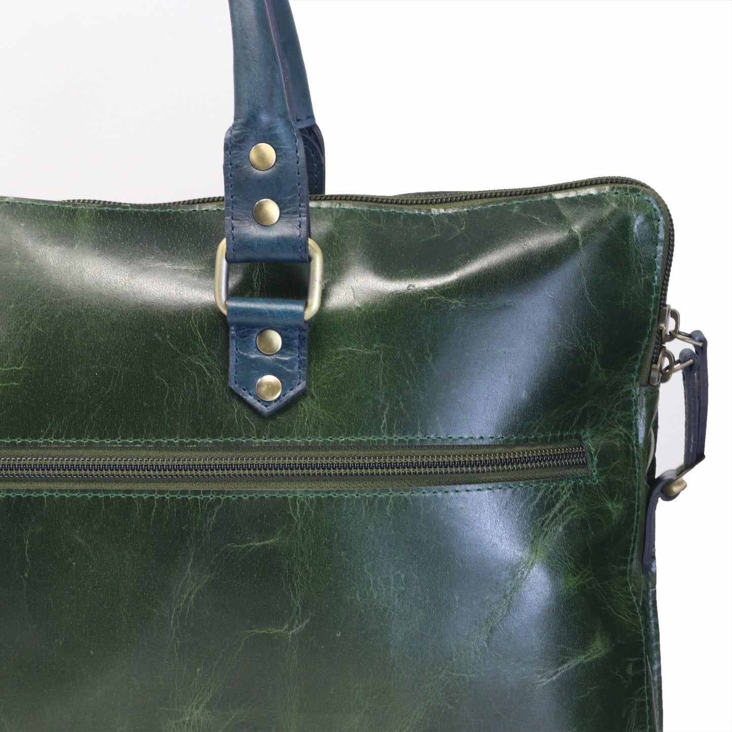 Luxury Full Grain Leather Laptop Bag-Green