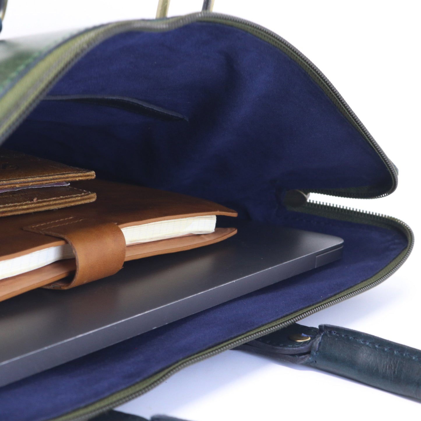 Luxury Full Grain Leather Laptop Bag-Green